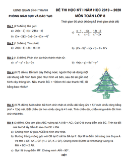 đề thi học kỳ 1 toán 8 năm 2019 – 2020 phòng gd&đt bình thạnh – tp hcm