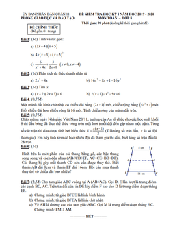 đề thi học kỳ 1 toán 8 năm 2019 – 2020 phòng gd&đt quận 11 – tp hcm