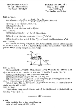 đề thi học kỳ 1 toán 8 năm 2022 – 2023 trường thpt chuyên hà nội – amsterdam