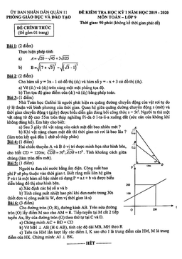đề thi học kỳ 1 toán 9 năm 2019 – 2020 phòng gd&đt quận 11 – tp hcm