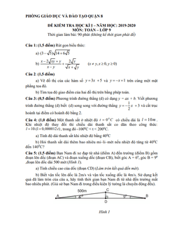 đề thi học kỳ 1 toán 9 năm 2019 – 2020 phòng gd&đt quận 8 – tp hcm