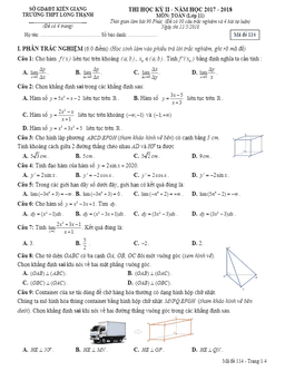 đề thi học kỳ 2 toán 11 năm 2017 – 2018 trường thpt long thạnh – kiên giang