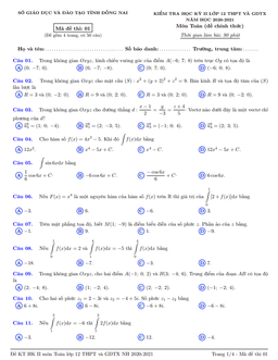 đề thi học kỳ 2 toán 12 năm 2020 – 2021 sở gd&đt tỉnh đồng nai