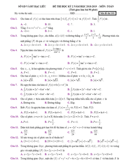 đề thi học kỳ 2 toán 12 năm học 2018 – 2019 sở gdkhcn bạc liêu
