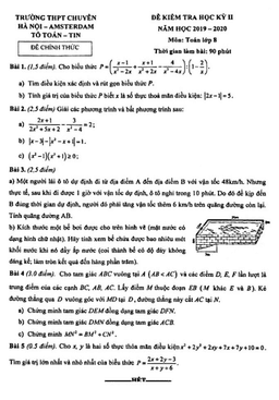 đề thi học kỳ 2 toán 8 năm 2019 – 2020 trường thpt chuyên hà nội – amsterdam