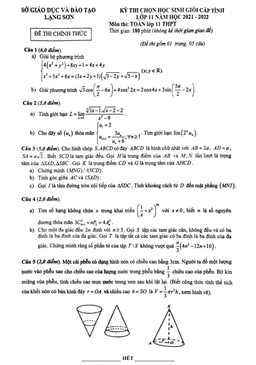 đề thi học sinh giỏi cấp tỉnh toán 11 năm 2021 – 2022 sở gd&đt lạng sơn
