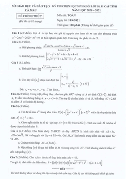 đề thi học sinh giỏi toán 11 cấp tỉnh năm 2020 – 2021 sở gd&đt cà mau