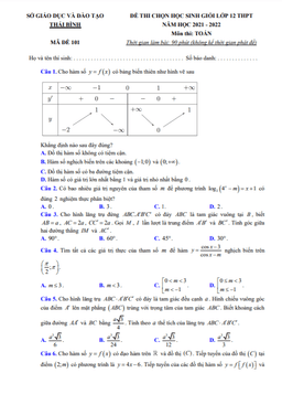 đề thi học sinh giỏi toán 12 thpt năm 2021 – 2022 sở gd&đt thái bình
