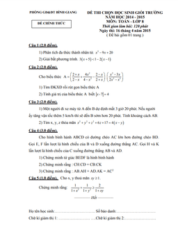 đề thi học sinh giỏi toán 8 năm 2014 – 2015 phòng gd&đt bình giang – hải dương
