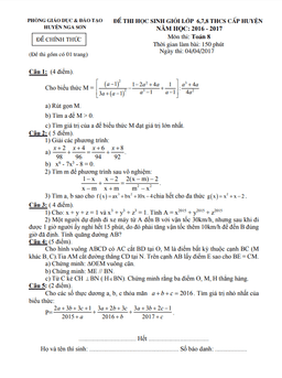 đề thi học sinh giỏi toán 8 năm 2016 – 2017 phòng gd&đt nga sơn – thanh hóa