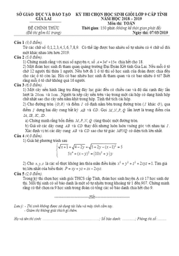 đề thi học sinh giỏi toán 9 cấp tỉnh năm 2018 – 2019 sở gd&đt gia lai