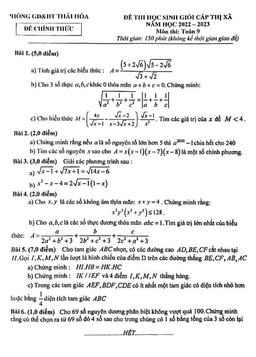 đề thi học sinh giỏi toán 9 năm 2022 – 2023 phòng gd&đt thái hòa – nghệ an