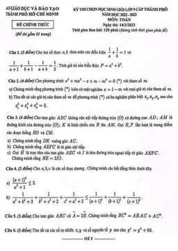đề thi học sinh giỏi toán 9 năm 2022 – 2023 sở gd&đt tp hồ chí minh
