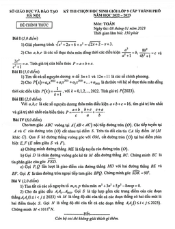 đề thi học sinh giỏi toán 9 năm học 2022 – 2023 sở gd&đt hà nội
