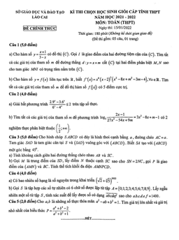đề thi học sinh giỏi toán thpt cấp tỉnh năm 2021 – 2022 sở gd&đt lào cai