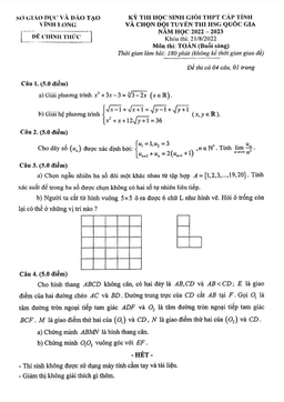 đề thi học sinh giỏi toán thpt cấp tỉnh năm 2022 – 2023 sở gd&đt vĩnh long