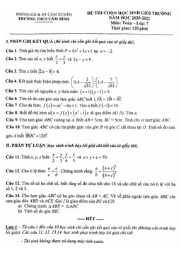 đề thi hsg cấp trường toán 7 năm 2020 – 2021 trường thcs cẩm bình – hà tĩnh