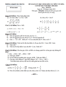 đề thi hsg huyện toán 6 năm 2020 – 2021 phòng gd&đt hà trung – thanh hóa