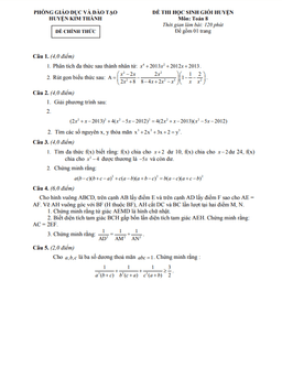 đề thi hsg huyện toán 8 năm 2014 – 2015 phòng gd&đt kim thành – hải dương