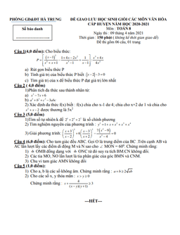 đề thi hsg huyện toán 8 năm 2020 – 2021 phòng gd&đt hà trung – thanh hóa