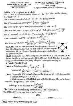 đề thi hsg huyện toán 8 năm 2020 – 2021 phòng gd&đt kỳ anh – hà tĩnh