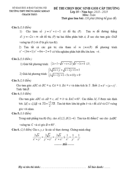 đề thi hsg toán 10 năm 2018 – 2019 trường phùng khắc khoan – hà nội