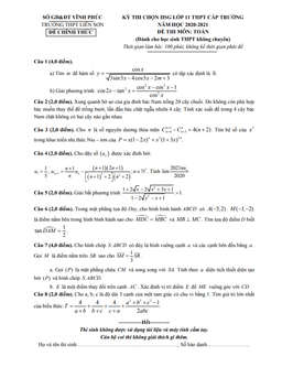 đề thi hsg toán 11 cấp trường năm 2020 – 2021 trường liễn sơn – vĩnh phúc