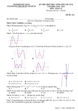 đề thi hsg toán 12 năm 2018 – 2019 cụm trường thpt huyện yên dũng – bắc giang