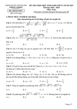 đề thi hsg toán 9 cấp huyện năm 2023 – 2024 phòng gd&đt thanh sơn – phú thọ