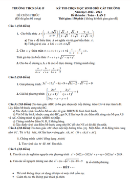 đề thi hsg toán 9 lần 2 năm 2023 – 2024 trường thcs đắk ơ – bình phước
