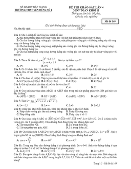 đề thi khảo sát chất lượng toán 11 năm học 2016 – 2017 trường thpt yên dũng 2 – bắc giang lần 4