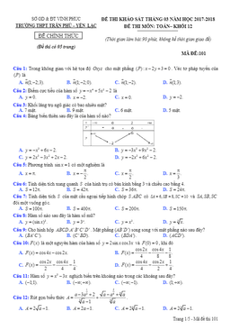 đề thi khảo sát toán 12 tháng 3/2018 trường trần phú & yên lạc – vĩnh phúc