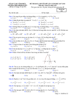 đề thi kscl chuyên đề lần 1 năm học 2017 – 2018 môn toán 10 trường thpt bình xuyên – vĩnh phúc