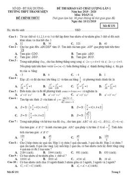 đề thi kscl lần 1 toán 11 năm 2019 – 2020 trường thanh miện – hải dương