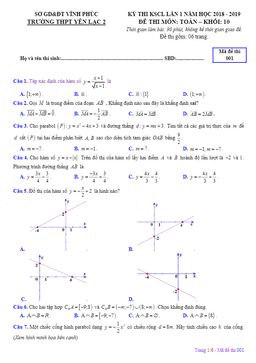 đề thi kscl toán 10 lần 1 năm 2018 – 2019 trường yên lạc 2 – vĩnh phúc
