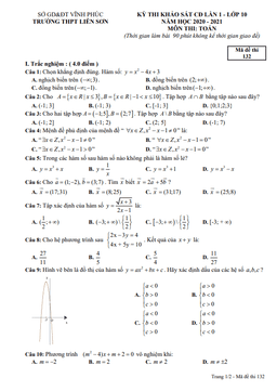 đề thi kscl toán 10 lần 1 năm 2020 – 2021 trường thpt liễn sơn – vĩnh phúc