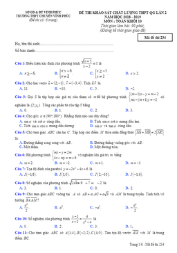 đề thi kscl toán 10 thpt qg lần 2 năm 2018 – 2019 trường thpt chuyên vĩnh phúc