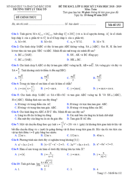 đề thi kscl toán 11 hk2 năm 2018 – 2019 trường lý thái tổ – bắc ninh
