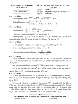 đề thi olympic 24/3 toán 10 năm 2021 sở gd&đt quảng nam