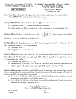 đề thi olympic 30/04 toán 11 lần 28 năm 2024 trường chuyên lê quý đôn – br vt