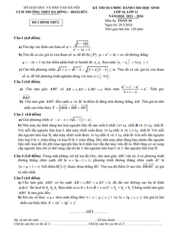đề thi olympic toán 10 năm 2023 – 2024 cụm hà đông & hoài đức – hà nội