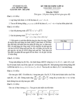 đề thi olympic toán 10 năm học 2019 – 2020 cụm sóc sơn – mê linh – hà nội
