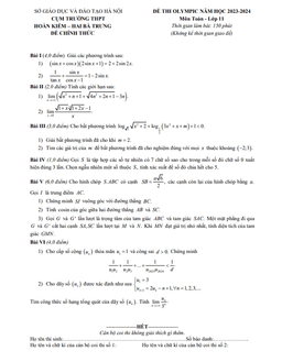 đề thi olympic toán 11 năm 2023 – 2024 cụm hoàn kiếm & hai bà trưng – hà nội