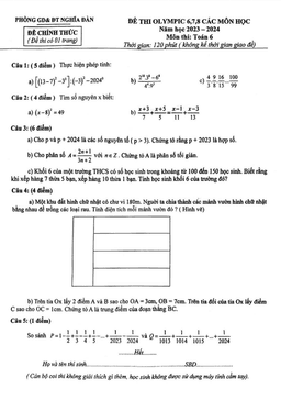 đề thi olympic toán 6 năm 2023 – 2024 phòng gd&đt nghĩa đàn – nghệ an
