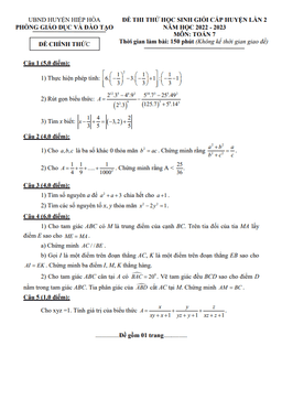 đề thi thử hsg lần 2 toán 7 năm 2022 – 2023 phòng gd&đt hiệp hòa – bắc giang