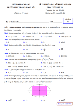 đề thi thử lần 3 toán 10 năm 2023 – 2024 trường thpt lạng giang 2 – bắc giang