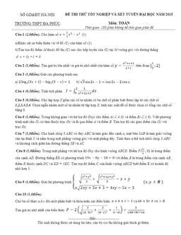 đề thi thử thpt quốc gia 2015 môn toán trường đa phúc – hà nội lần 1