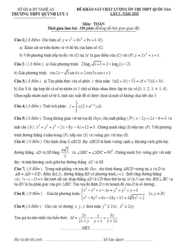 đề thi thử thpt quốc gia 2015 môn toán trường quỳnh lưu 1 – nghệ an lần 3
