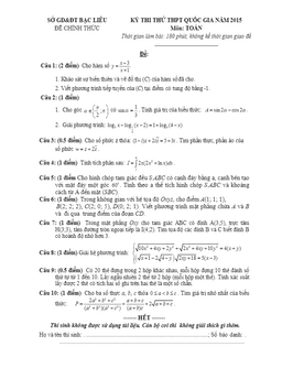 đề thi thử thpt quốc gia 2016 môn toán sở gd và đt bạc liêu