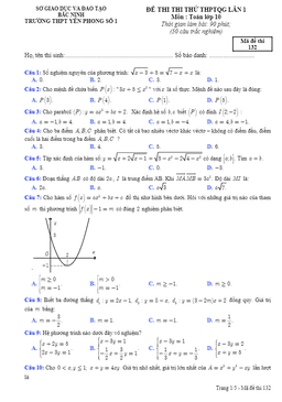 đề thi thử thpt quốc gia lần 1 môn toán 10 trường thpt yên phong 1 – bắc ninh